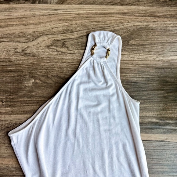 Express White One-Shoulder Golden Ring Detail Top Size M - Picture 2 of 10
